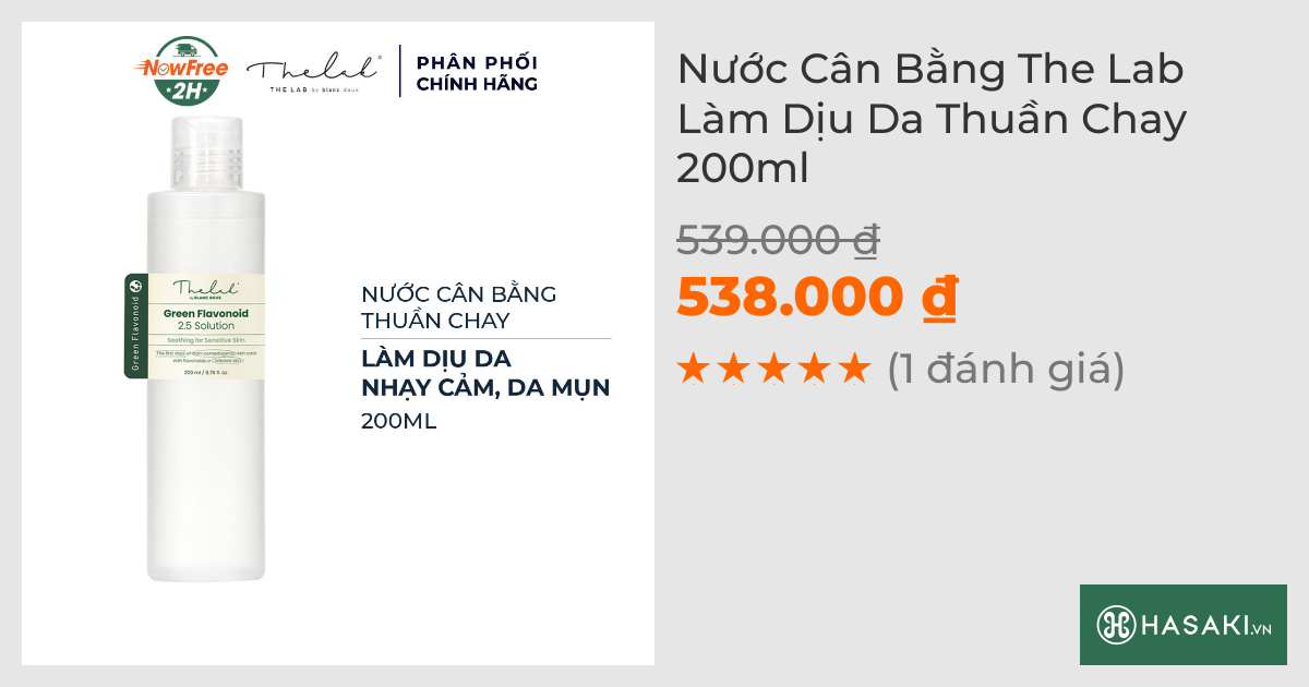 Nước Cân Bằng The Lab Làm Dịu Da Thuần Chay 200ml