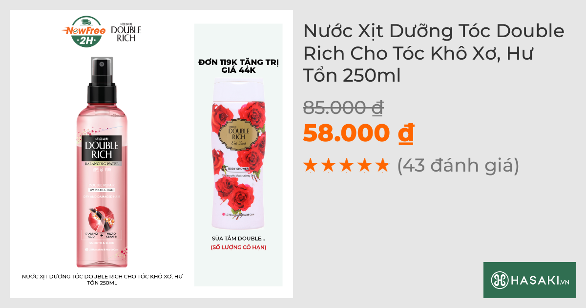 Nước Xịt Dưỡng Tóc Double Rich Cho Tóc Khô Xơ, Hư Tổn 250ml