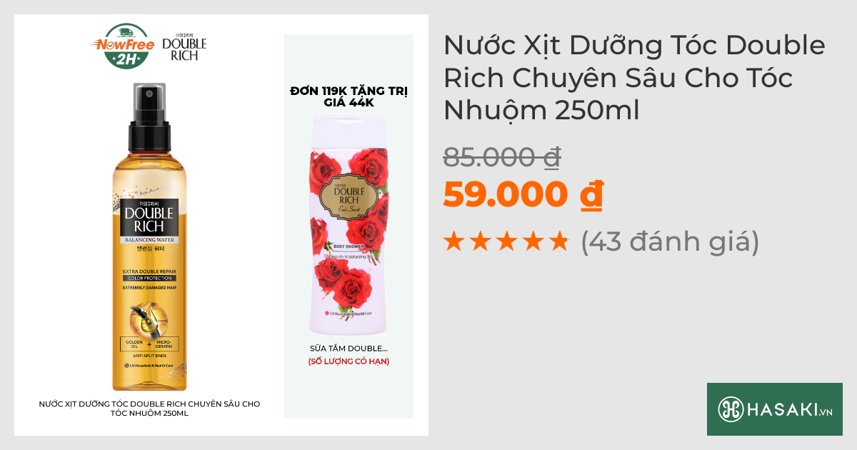 Nước Xịt Dưỡng Tóc Double Rich Chuyên Sâu Cho Tóc Nhuộm 250ml