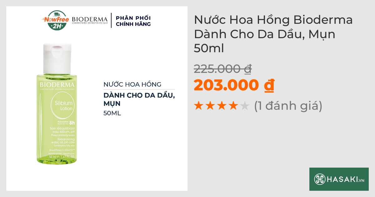 Nước Hoa Hồng Bioderma Dành Cho Da Dầu, Mụn 50ml