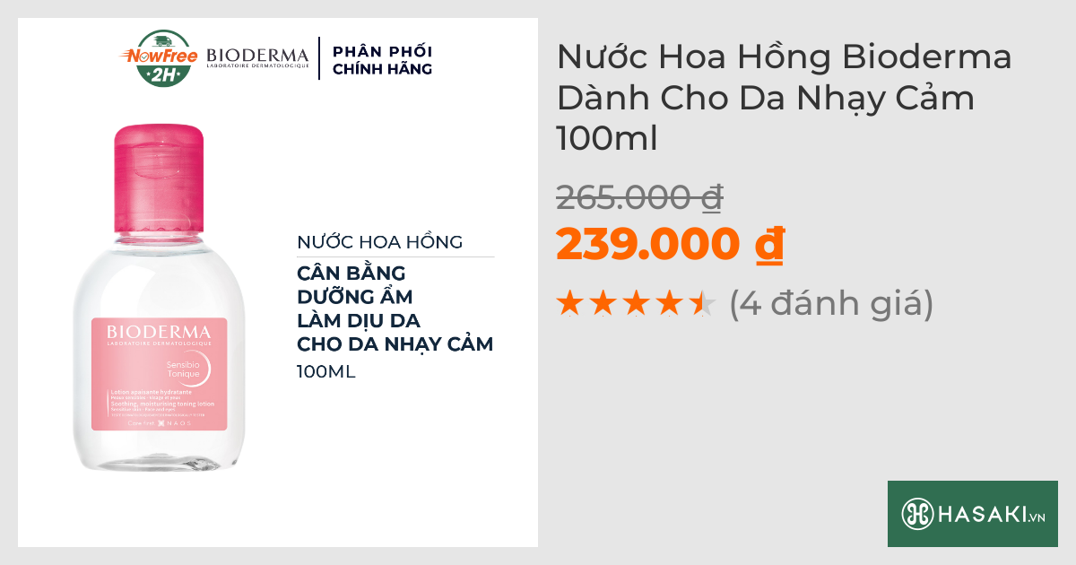 Nước Hoa Hồng Bioderma Dành Cho Da Nhạy Cảm 100ml