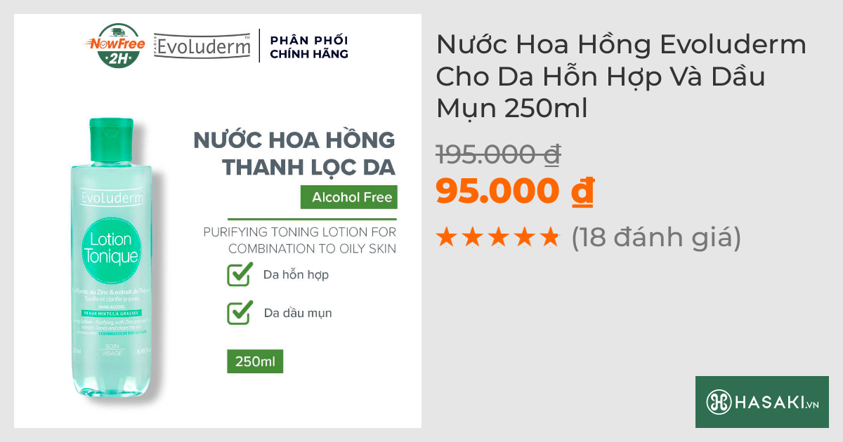 Nước Hoa Hồng Evoluderm Cho Da Hỗn Hợp Và Dầu Mụn 250ml