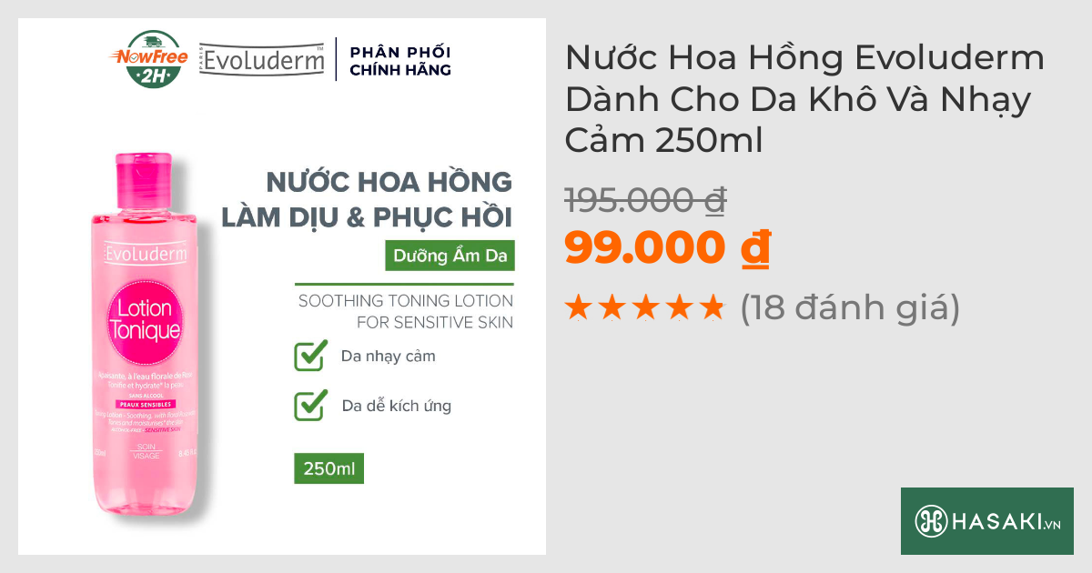 Nước Hoa Hồng Evoluderm Dành Cho Da Khô Và Nhạy Cảm 250ml