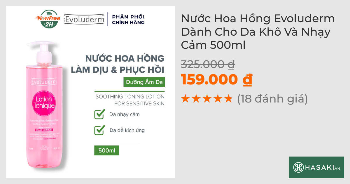 Nước Hoa Hồng Evoluderm Dành Cho Da Khô Và Nhạy Cảm 500ml