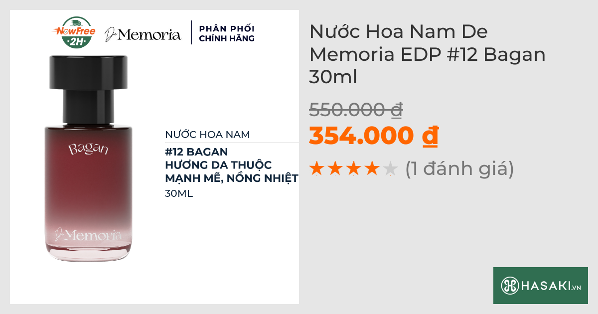 Nước Hoa Nam De Memoria EDP #12 Bagan 30ml