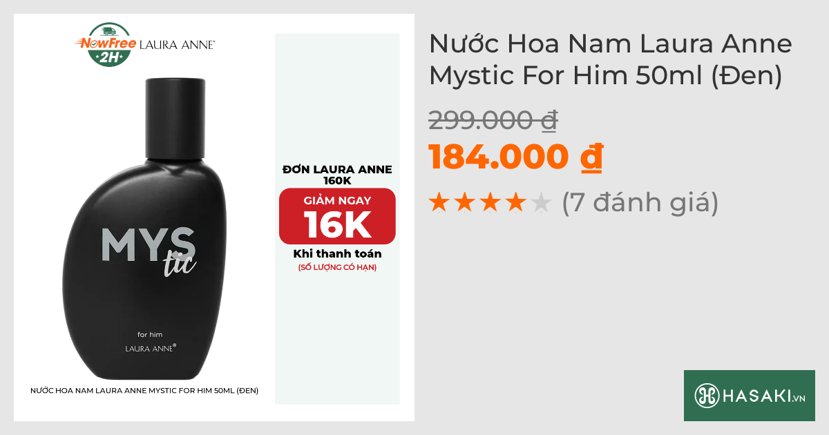 Nước Hoa Nam Laura Anne Mystic For Him 50ml (Đen)