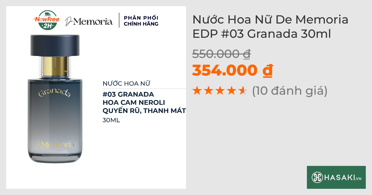 Nước Hoa Nữ De Memoria EDP #03 Granada 30ml