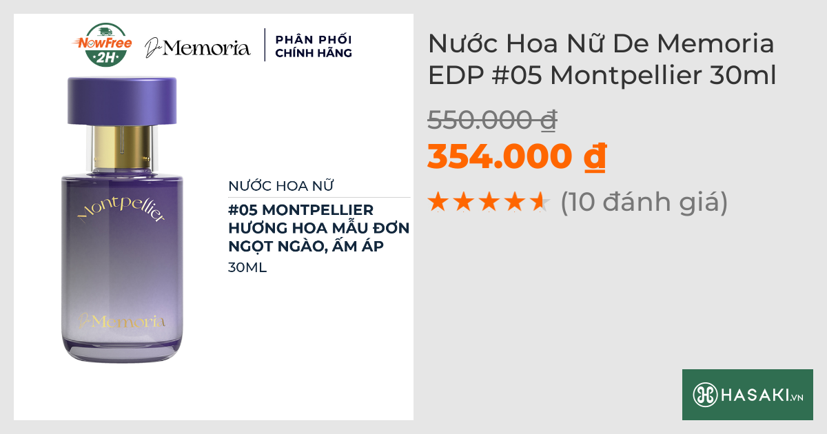 Nước Hoa Nữ De Memoria EDP #05 Montpellier 30ml