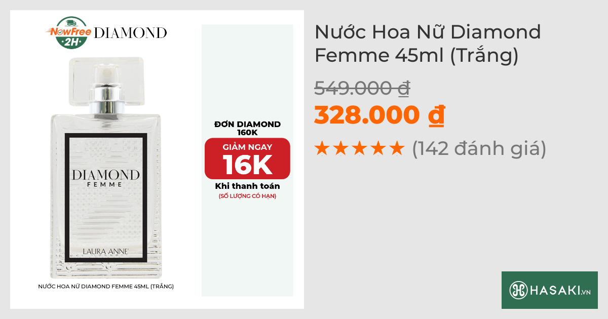 Nước Hoa Nữ Laura Anne Diamond Femme 45ml (Trắng)