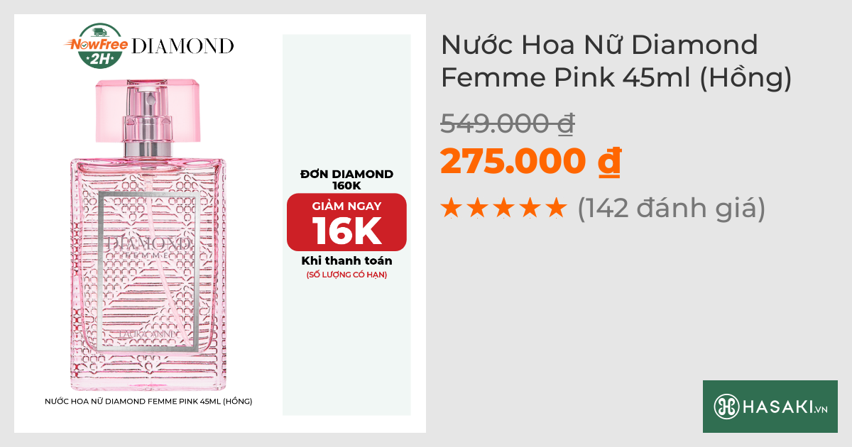 Nước Hoa Nữ Laura Anne Diamond Femme Pink 45ml (Hồng)