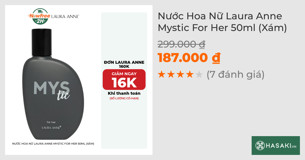 Nước Hoa Nữ Laura Anne Mystic For Her 50ml (Xám)