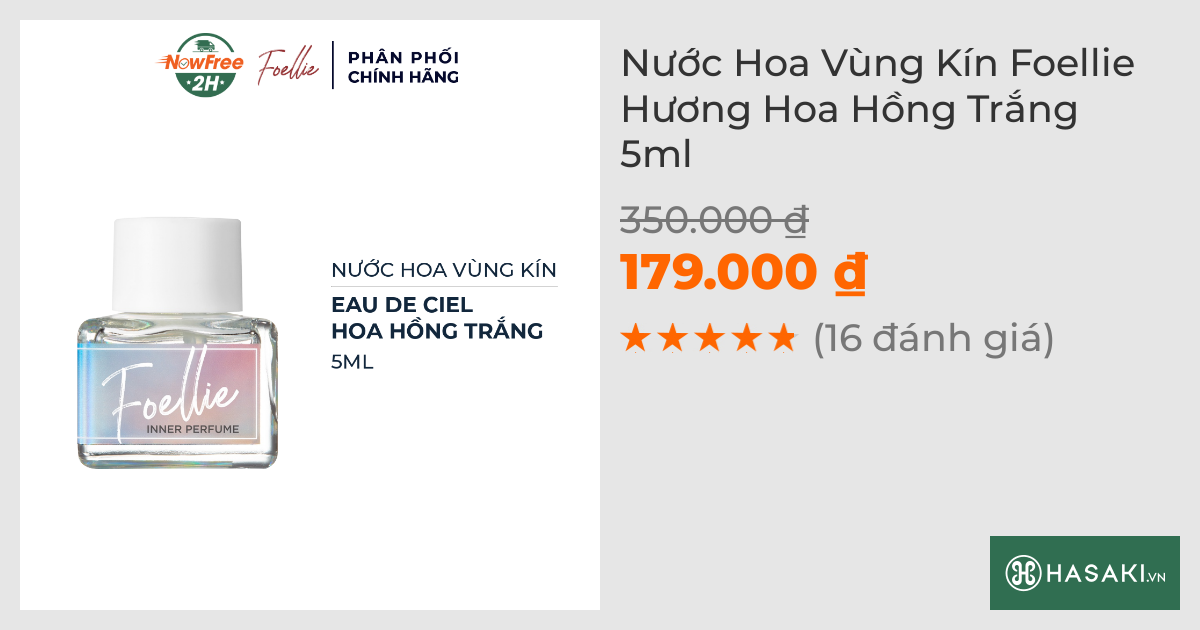 Nước Hoa Vùng Kín Foellie Hương Hoa Hồng Trắng 5ml