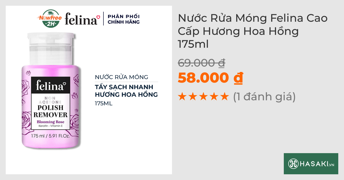 Nước Rửa Móng Felina Cao Cấp Hương Hoa Hồng 175ml