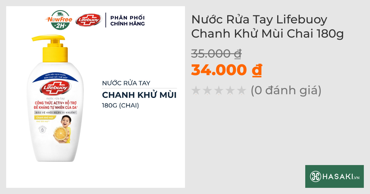 Nước Rửa Tay Lifebuoy Chanh Khử Mùi Chai 180g