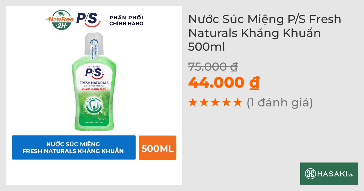 Nước Súc Miệng P/S Natural Fresh Kháng Khuẩn 500ml