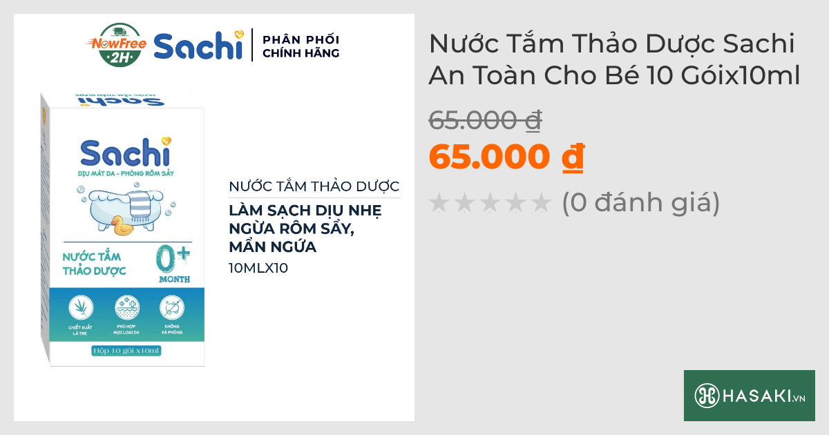 Nước Tắm Thảo Dược Sachi An Toàn Cho Bé 10 Góix10ml