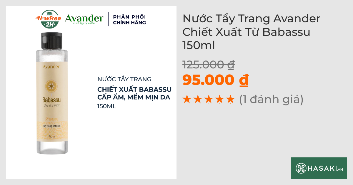 Nước Tẩy Trang Avander Chiết Xuất Từ Babassu 150ml