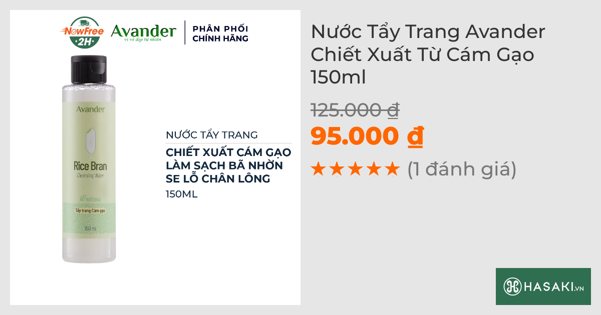 Nước Tẩy Trang Avander Chiết Xuất Từ Cám Gạo 150ml