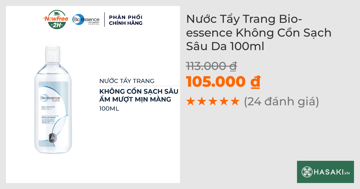 Nước Tẩy Trang Bio-essence Không Cồn Sạch Sâu Da 100ml