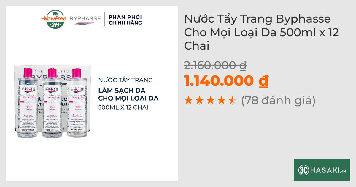 Nước Tẩy Trang Byphasse Cho Mọi Loại Da 500ml x 12 Chai