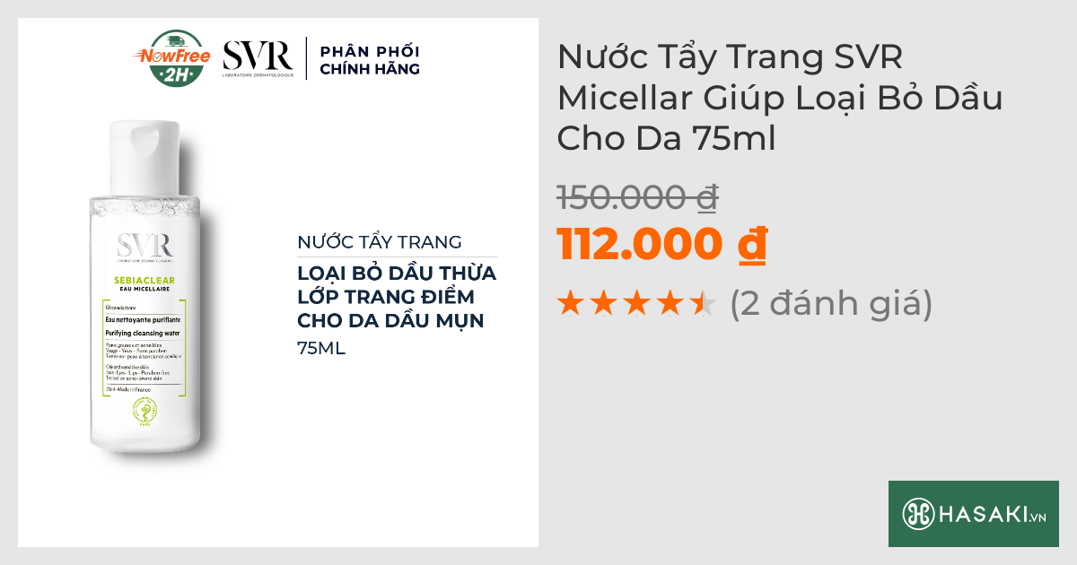 Nước Tẩy Trang SVR Micellar Giúp Loại Bỏ Dầu Cho Da 75ml