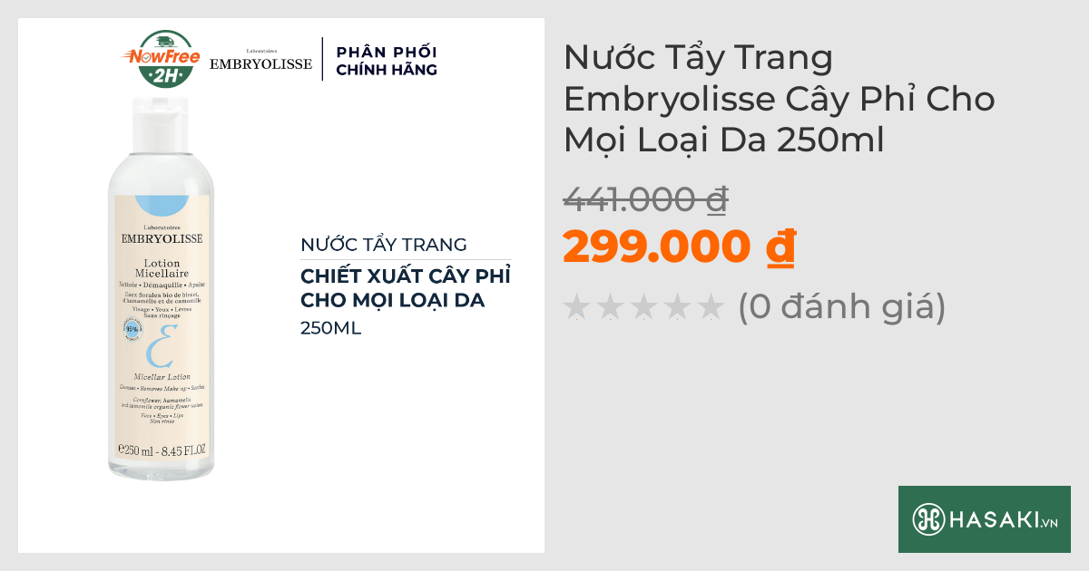 Nước Tẩy Trang Embryolisse Cây Phỉ Cho Mọi Loại Da 250ml