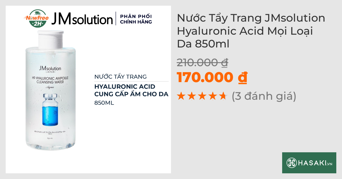 Nước Tẩy Trang JMsolution Hyaluronic Acid Mọi Loại Da 850ml