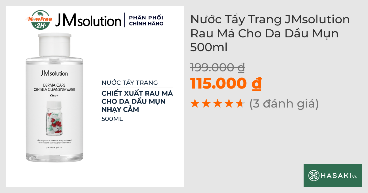 Nước Tẩy Trang JMsolution Rau Má Cho Da Dầu Mụn 500ml