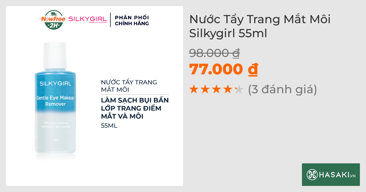 Nước Tẩy Trang Mắt Môi Silkygirl 55ml