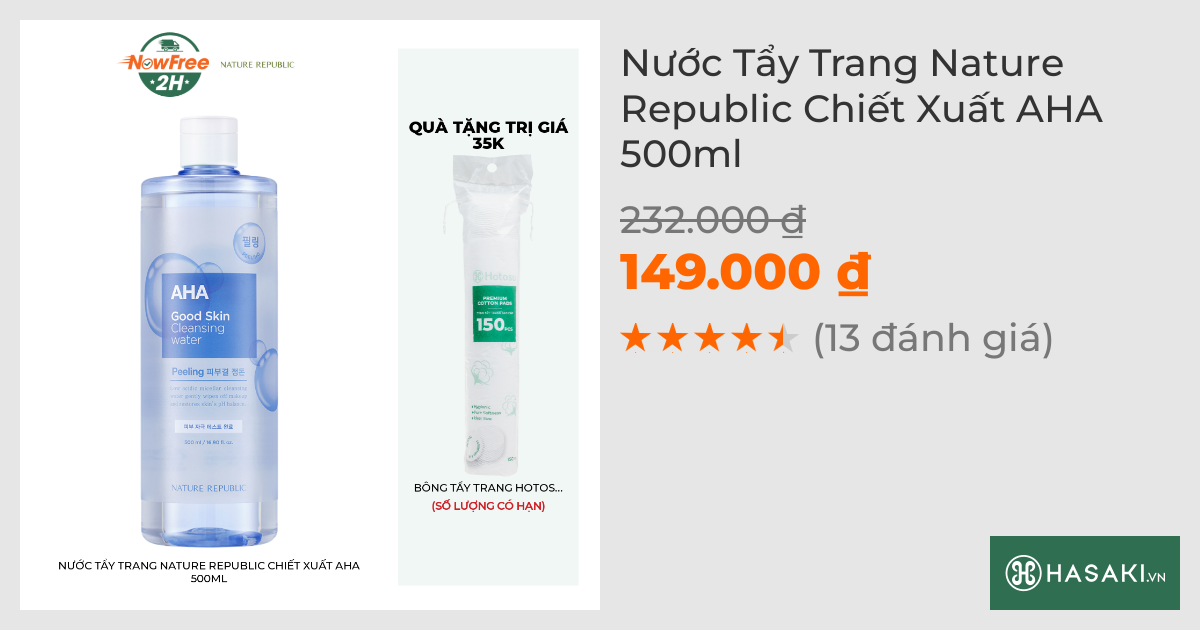 Nước Tẩy Trang Nature Republic Chiết Xuất AHA 500ml