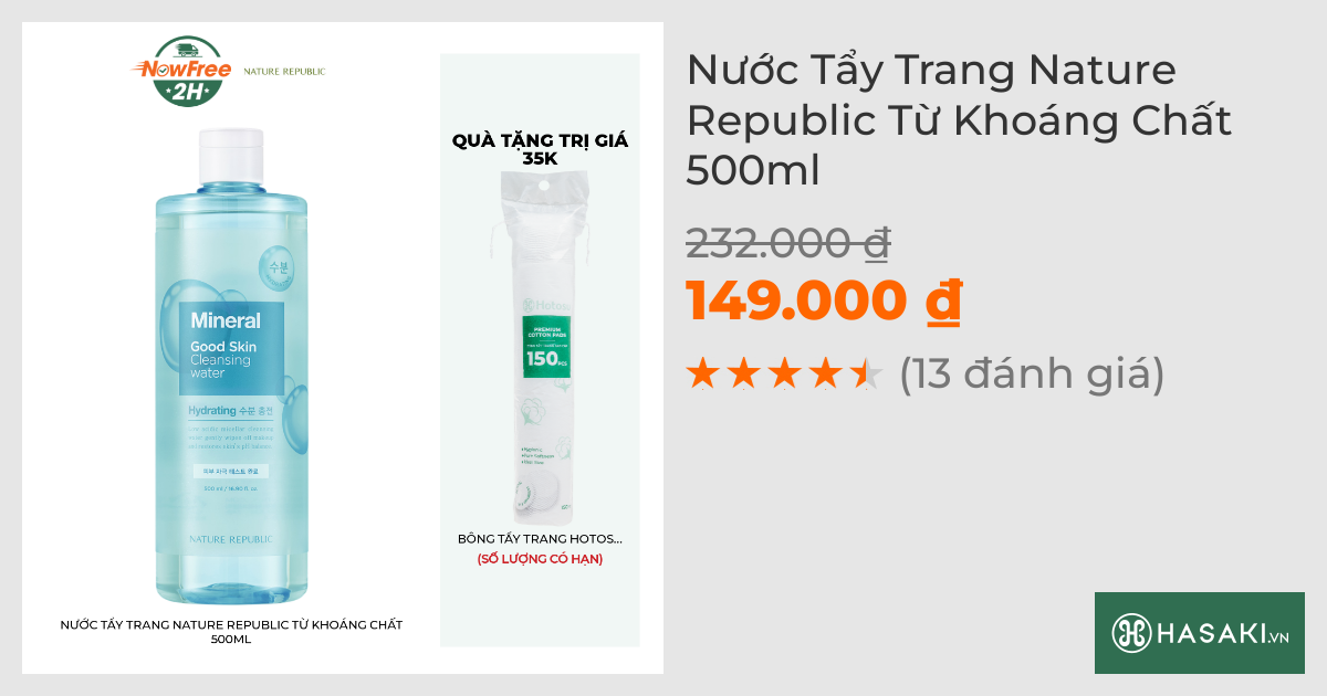 Nước Tẩy Trang Nature Republic Từ Khoáng Chất 500ml