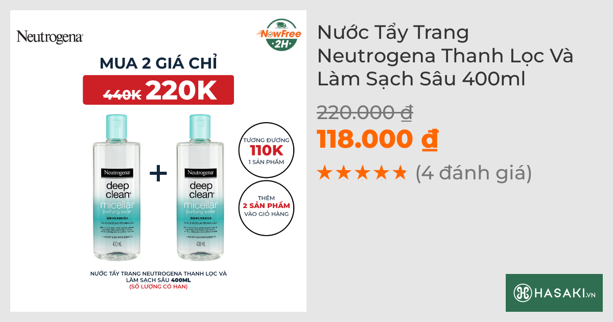 Nước Tẩy Trang Neutrogena Thanh Lọc Và Làm Sạch Sâu 400ml