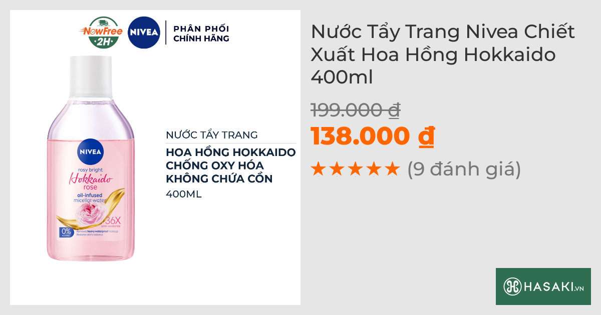 Nước Tẩy Trang Nivea Chiết Xuất Hoa Hồng Hokkaido 400ml