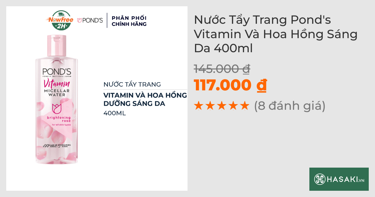 Nước Tẩy Trang Pond's Vitamin Và Hoa Hồng Sáng Da 400ml