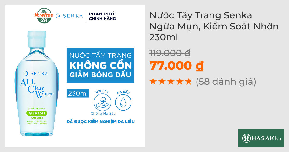 Nước Tẩy Trang Senka Ngừa Mụn, Kiểm Soát Nhờn 230ml