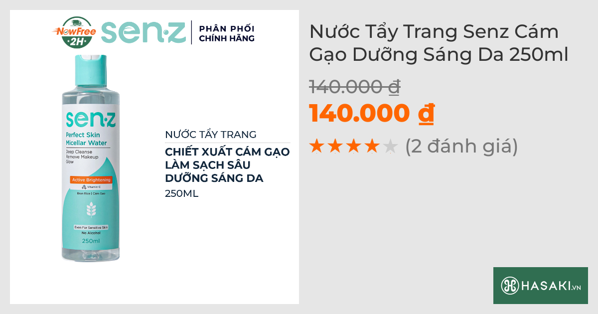 Nước Tẩy Trang Senz Cám Gạo Dưỡng Sáng Da 250ml