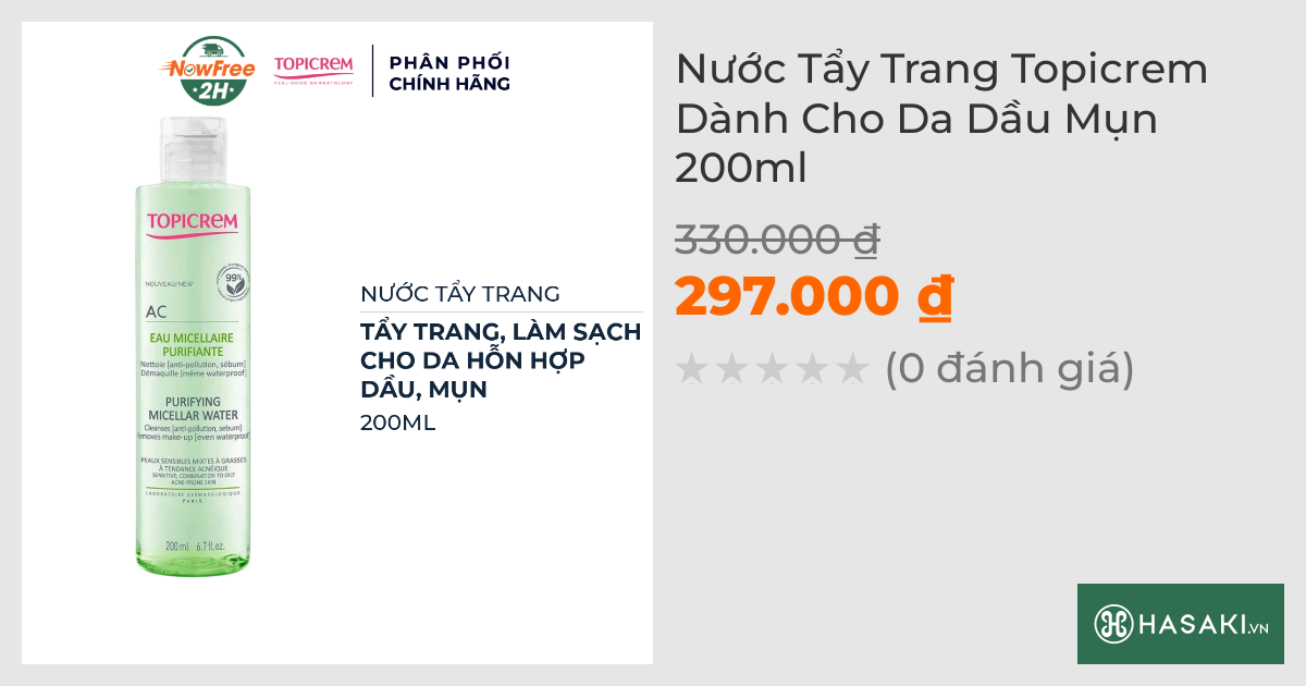 Nước Tẩy Trang Topicrem Dành Cho Da Dầu Mụn 200ml