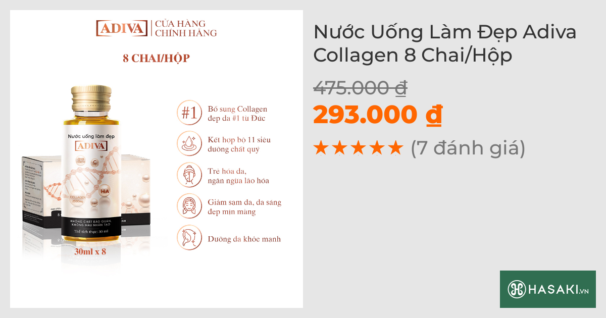 Nước Uống Làm Đẹp Adiva Collagen 8 Chai/Hộp