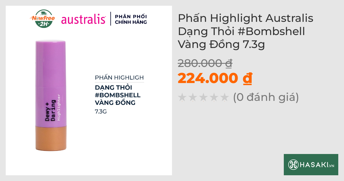 Phấn Highlight Australis Dạng Thỏi #Bombshell Vàng Đồng 7.3g