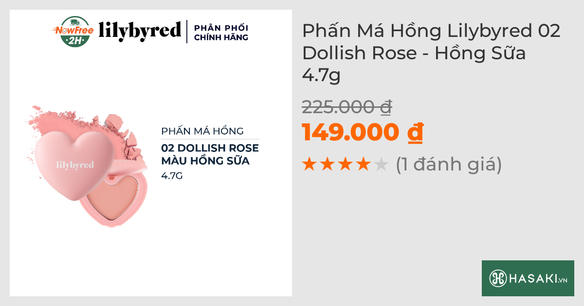 Phấn Má Hồng Lilybyred 02 Dollish Rose - Hồng Sữa 4.7g