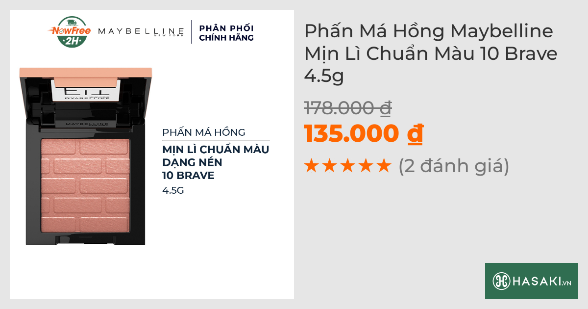 Phấn Má Hồng Maybelline Mịn Lì Chuẩn Màu 10 Brave 4.5g