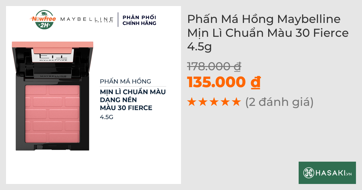 Phấn Má Hồng Maybelline Mịn Lì Chuẩn Màu 30 Fierce 4.5g