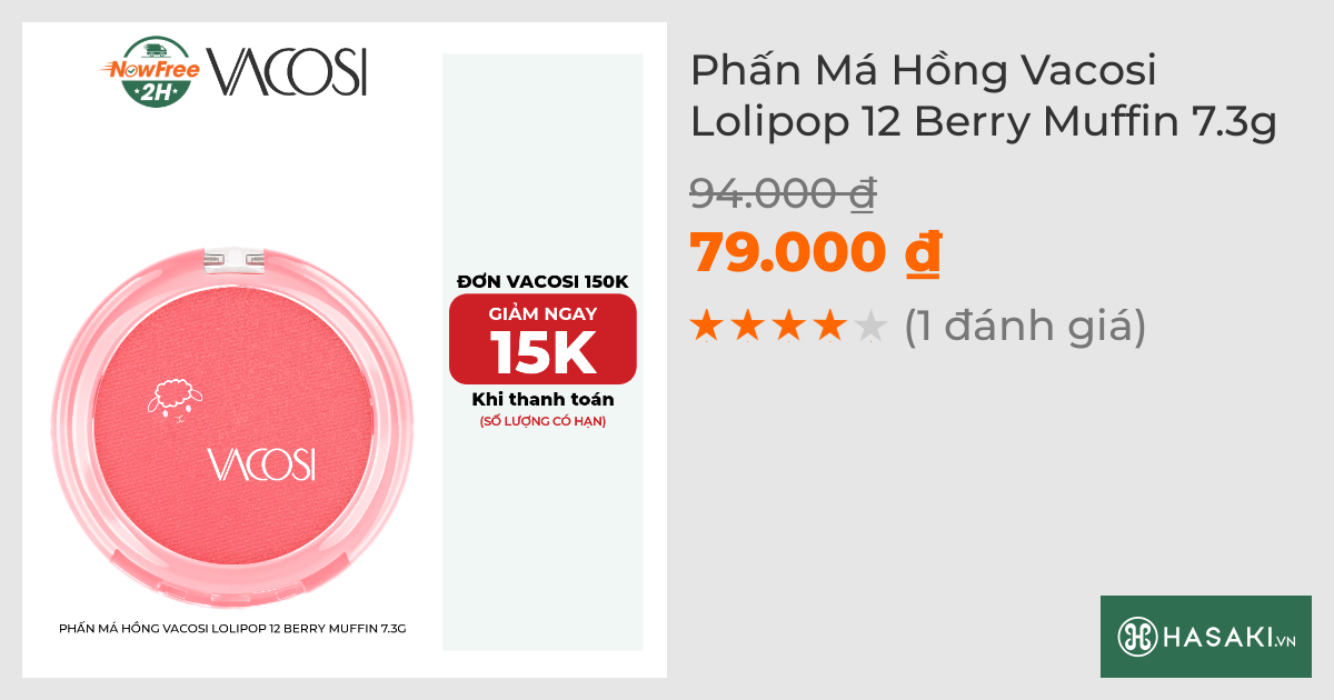 Phấn Má Hồng Vacosi Lolipop 12 Berry Muffin 7.3g