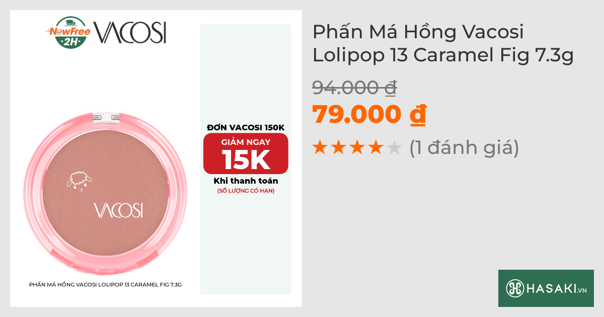 Phấn Má Hồng Vacosi Lolipop 13 Caramel Fig 7.3g