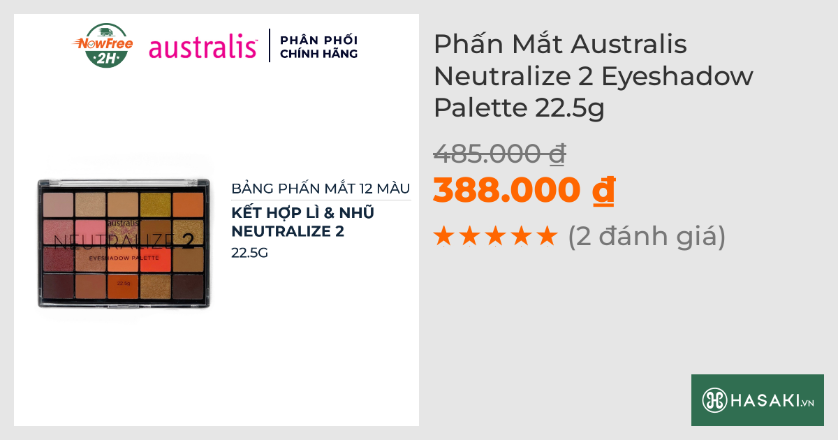 Phấn Mắt Australis Neutralize 2 Eyeshadow Palette 22.5g