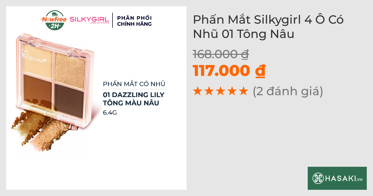 Phấn Mắt Silkygirl 4 Ô Có Nhũ 01 Tông Nâu