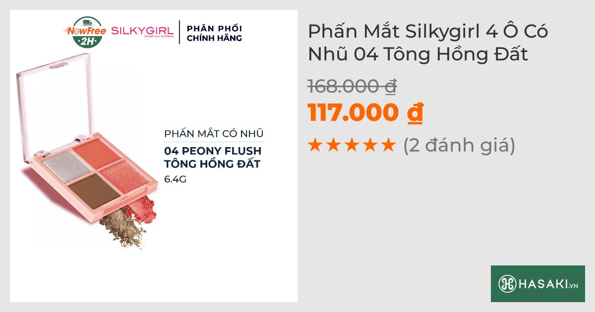 Phấn Mắt Silkygirl 4 Ô Có Nhũ 04 Tông Hồng Đất