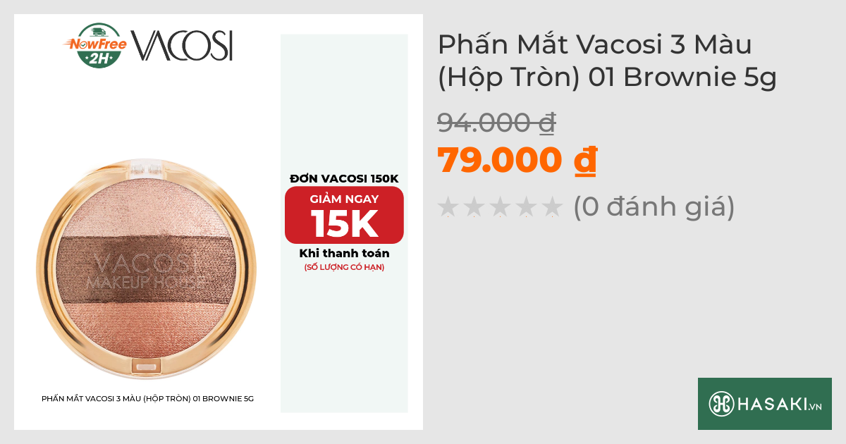 Phấn Mắt Vacosi 3 Màu (Hộp Tròn) 01 Brownie 5g