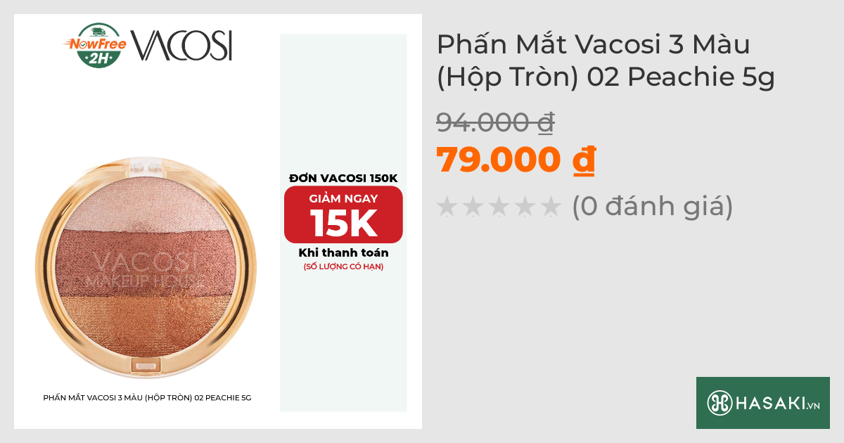 Phấn Mắt Vacosi 3 Màu (Hộp Tròn) 02 Peachie 5g