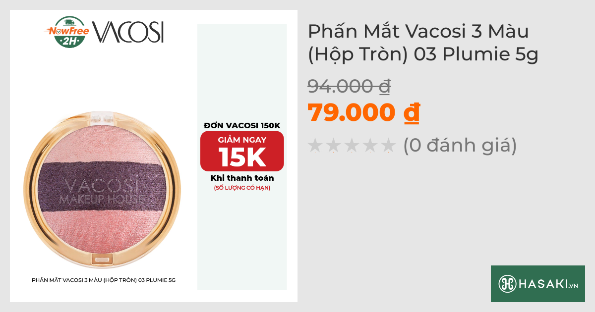 Phấn Mắt Vacosi 3 Màu (Hộp Tròn) 03 Plumie 5g